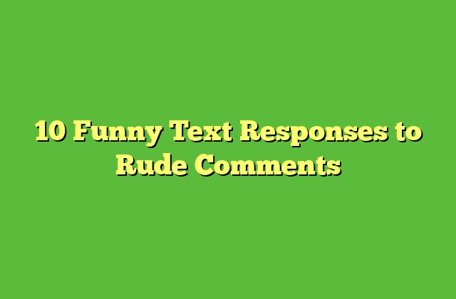 10 Funny Text Responses to Rude Comments